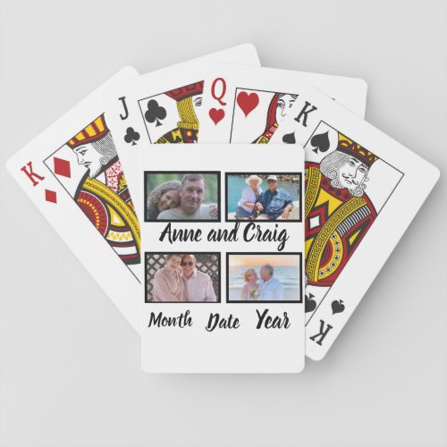 Custom Date Wedding Anniversary 4 Photo Collage  Playing Cards