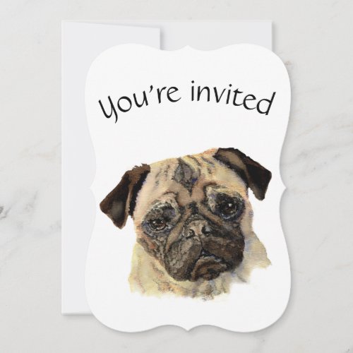 Custom Dated Birthday Party Cute Pug Dog Pet Invitation