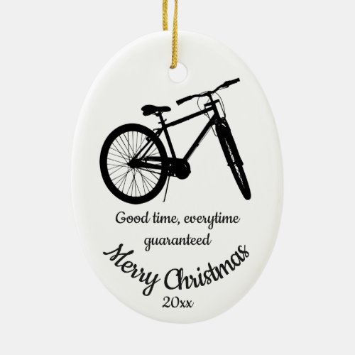 Custom Dated Christmas Biking Good Time Quote  Ceramic Ornament