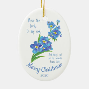 Custom Dated Christmas Bless the Lord Ceramic Ornament