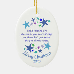 Dadidyc Good Neighbors are Like Stars, They're Always There Ornament 2022  Friendship Gift Happy Holidays Present to Your Neighbor 3inch Round Ceramic