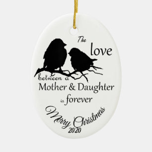 Custom Dated Christmas Mother Daughter quote Ceramic Ornament