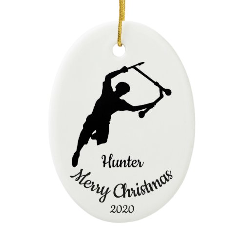 Custom Dated Christmas Skateboard Ceramic Ornament