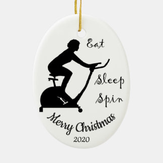 Custom Dated Christmas Spinning class, cycle Ceramic Ornament