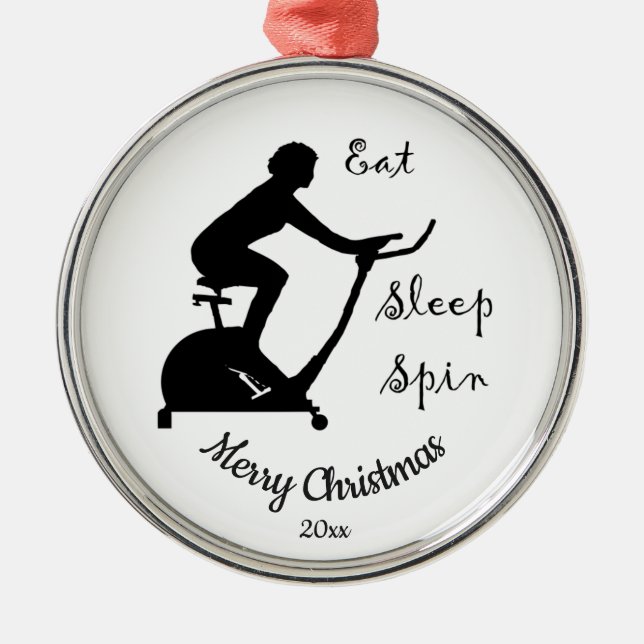 Custom Dated Christmas Spinning class, cycle  Metal Ornament (Front)