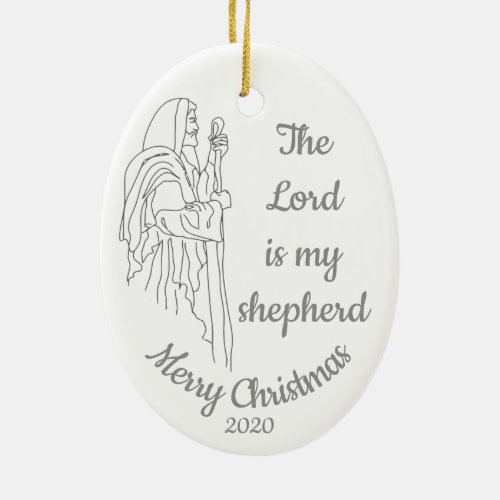 Custom Dated Christmas The Lord is my Shepherd Ceramic Ornament