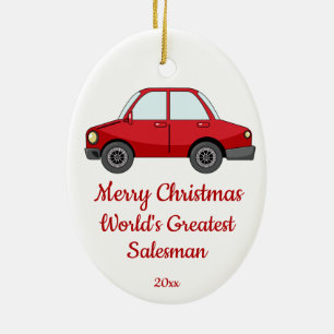 Custom Dated Christmas World's Greatest Salesman Ceramic Ornament