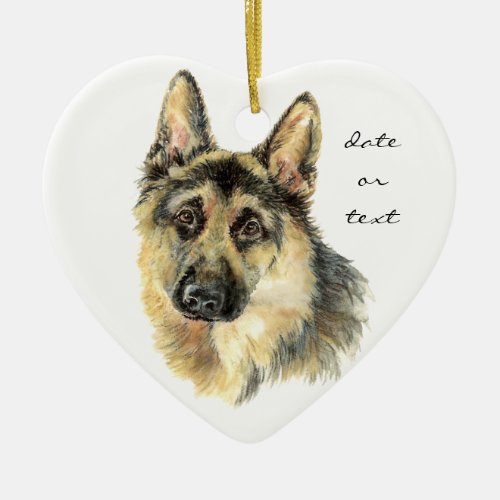 Custom Dated German Shepherd Dog Pet Animal Ceramic Ornament