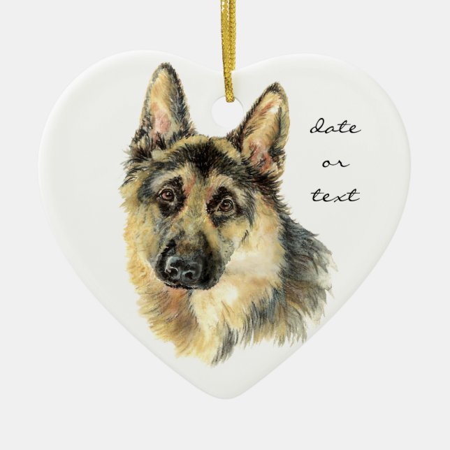 Custom Dated German Shepherd, Dog Pet, Animal Ceramic Ornament (Front)