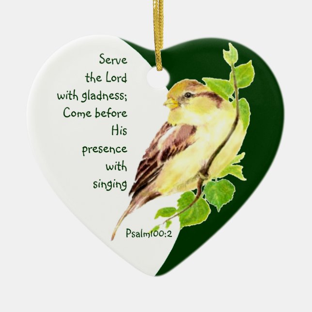 Custom Dated Psalm 100:2 Serve the Lord with Song Ceramic Ornament (Front)