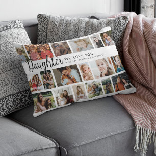 Custom Daughter 18 Photo Collage Lumbar Pillow