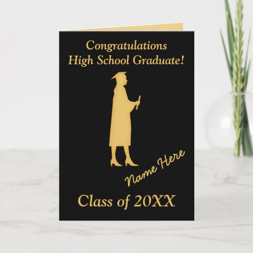 Custom Daughter Graduation Cards Black and Gold Card