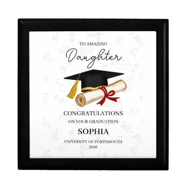 Custom Daughter Graduation Keepsake Name Year Gift Box (Front)