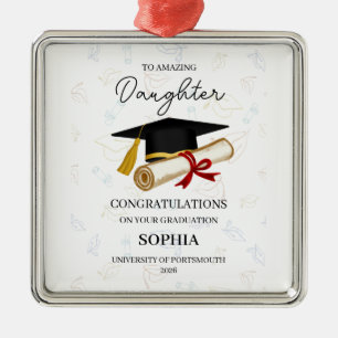 Custom Daughter Graduation Keepsake Name Year Metal Ornament