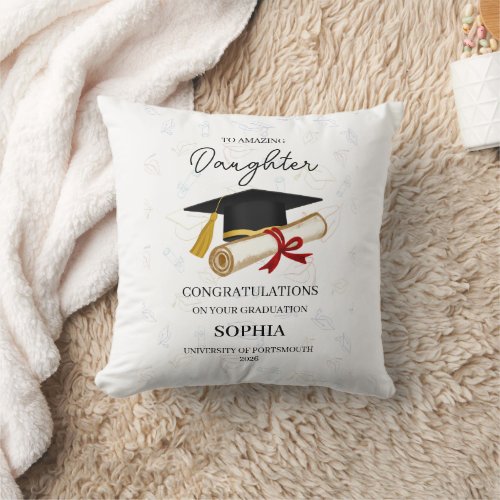 Custom Daughter Graduation Keepsake Name Year Throw Pillow
