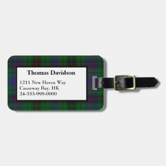 Custom Davidson Tartan Plaid Luggage Tag