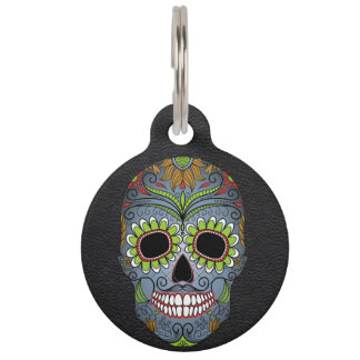 Custom Day of the Dead Skull Dog Pet Tag