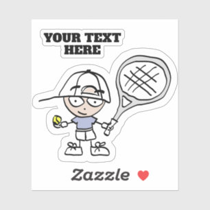 Custom decal sticker with cute tennis cartoon