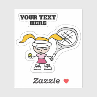 Custom decal sticker with girl tennis cartoon