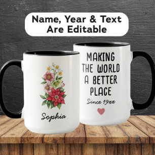 Custom December Birth Flower - Personalized Name Mug