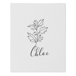Custom December Holly Birth Flower Gift Faux Canvas Print
