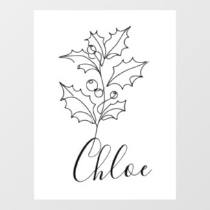 Custom December Holly Birth Flower Gift Window Cling