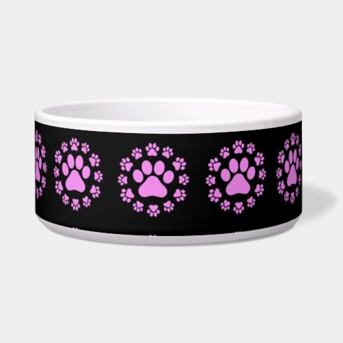 Custom Decorated Cat Food Bowl Meowy Cat Paws Bowl