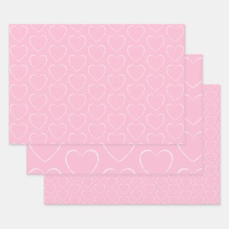 Custom Decorated Pink Hearts Wrapping Paper Sheets