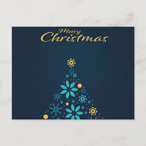 Custom Decorated Tree on Black Holiday Postcard