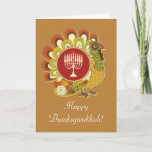 Custom Decorative Turkey Menorah Holiday Card<br><div class="desc">Decorative whimsical Thanksgiving turkey with Hanukkah menorah. Customize the front greeting and inside message for a unique Thanksgiving card! © StudioMetzger.com using images © GraphicMarket. All rights reserved.</div>