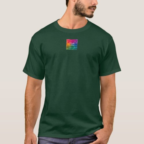Custom Deep Forest Green Add Upload Company Logo T_Shirt