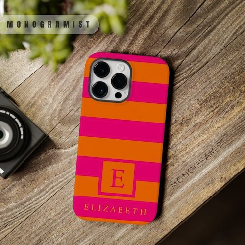 Custom Deep Pink Orange Color Stripes  Case_Mate iPhone 14 Pro Max Case