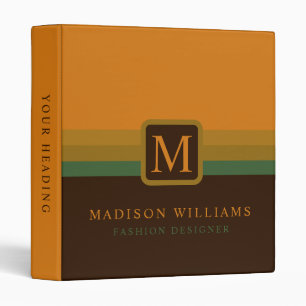 Custom Deep Yellow Orange Green Brown Color Block 3 Ring Binder