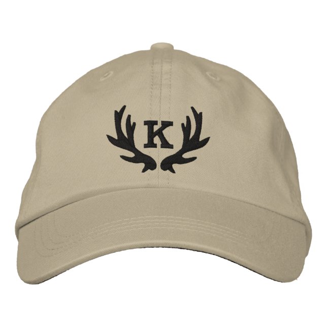 Custom deer antler monogram hunting hat (Front)