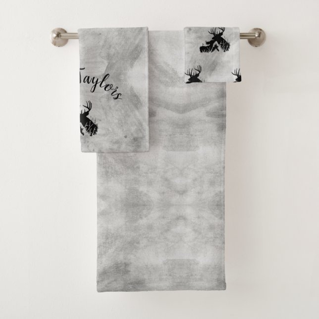 Custom Deer Couple Bath Towel Set (Insitu)