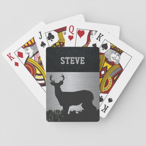 Custom Deer Hunting Rugged Name Playing Cards