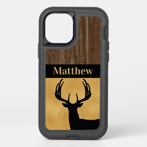 Custom Deer Hunting Rustic OtterBox Defender iPhone 12 Case