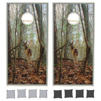Custom deer in the mist hunter's cornhole set
