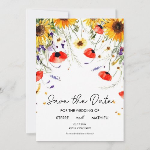 Custom Delicate Wildflowers Save The Date