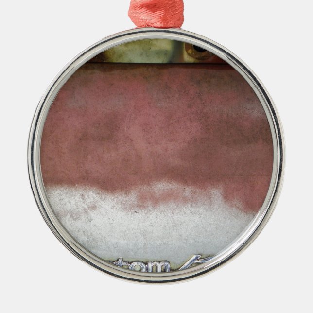 custom deluxe pink and white metal ornament (Front)