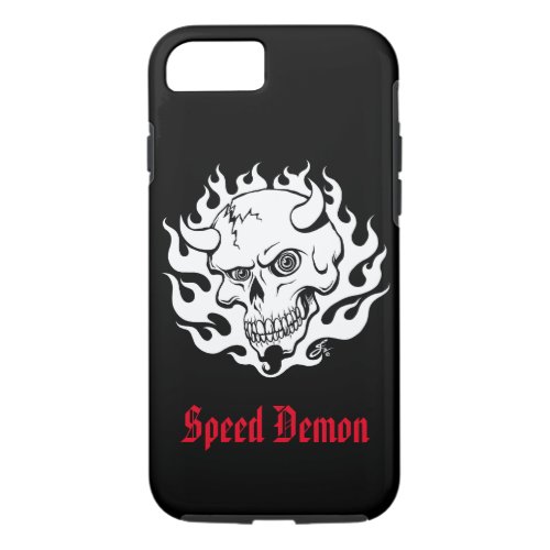 Custom Demon Skull in Flames iPhone 87 Case