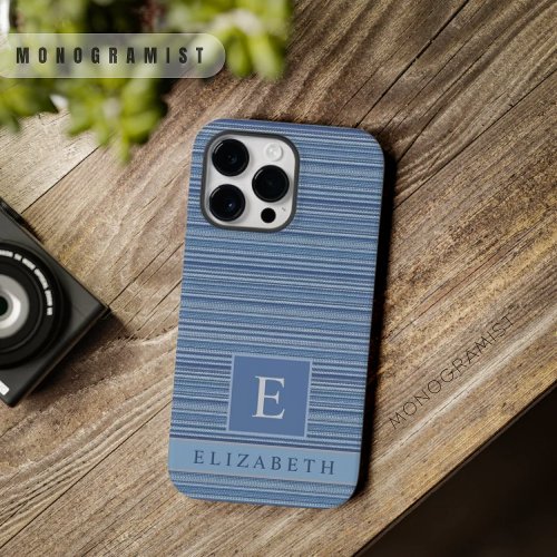 Custom Denim Blue Grey White Color Stripes  Case_Mate iPhone 14 Pro Max Case