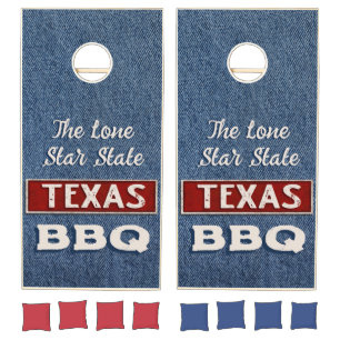 Custom Denim Texas BBQ Cornhole Set