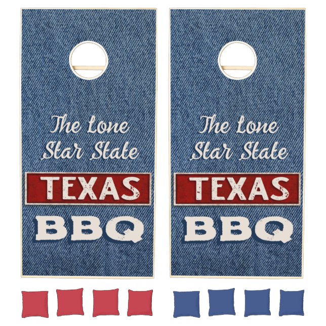 Custom Denim Texas BBQ Cornhole Set (Set)