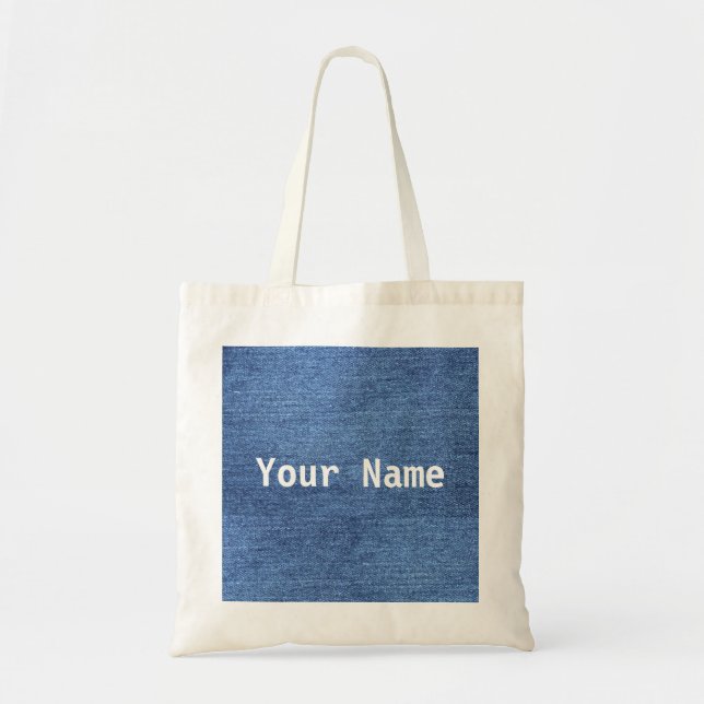 Custom Denim Tote With Your Name Or Message (Front)