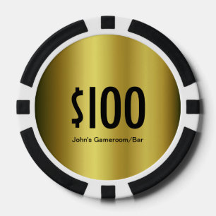 Custom Denomination Golden poker chip