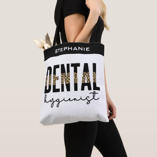Custom Dental Hygienist Cheetah Print Gifts Tote Bag