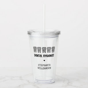 Custom Dental Hygienist Leopard Print Teeth Acrylic Tumbler