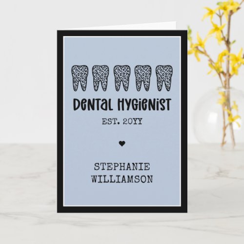 Custom Dental Hygienist Leopard Print Teeth Card