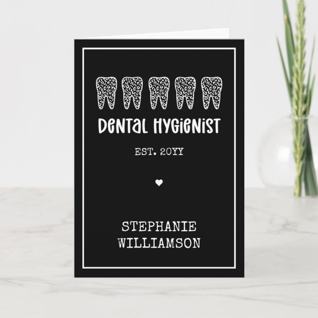 Custom Dental Hygienist Leopard Print Teeth Card (Front)